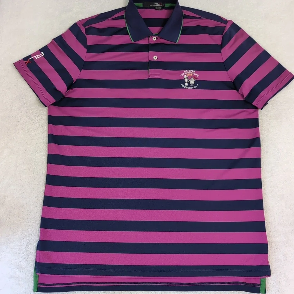 RLX Ralph Lauren Polo Shirt Men L S/S Golf US Open Championships Pinehurst No. 2